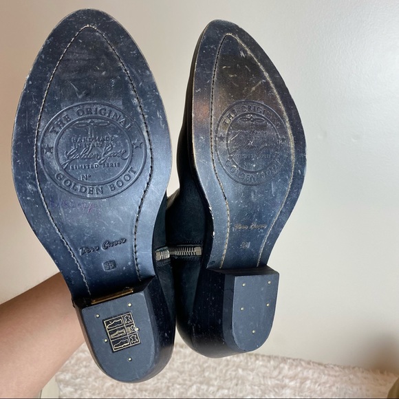 NEW Golden Goose Young Leather Western Bootie with Bandana Trim in Black - Picture 9 of 16